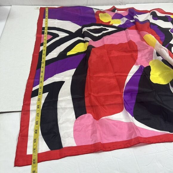 Silk Square Scarf Golden Camel of Shanghai Hand Rolled and Hand Printed Colerful - Picture 8 of 8